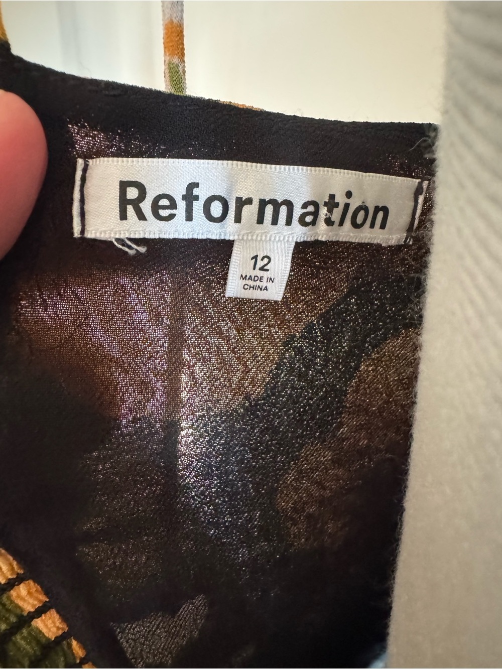 Reformation Maxi Dress with Tie Straps - Black/Yellow/Orange floral, size 12 - Picture 9 of 12
